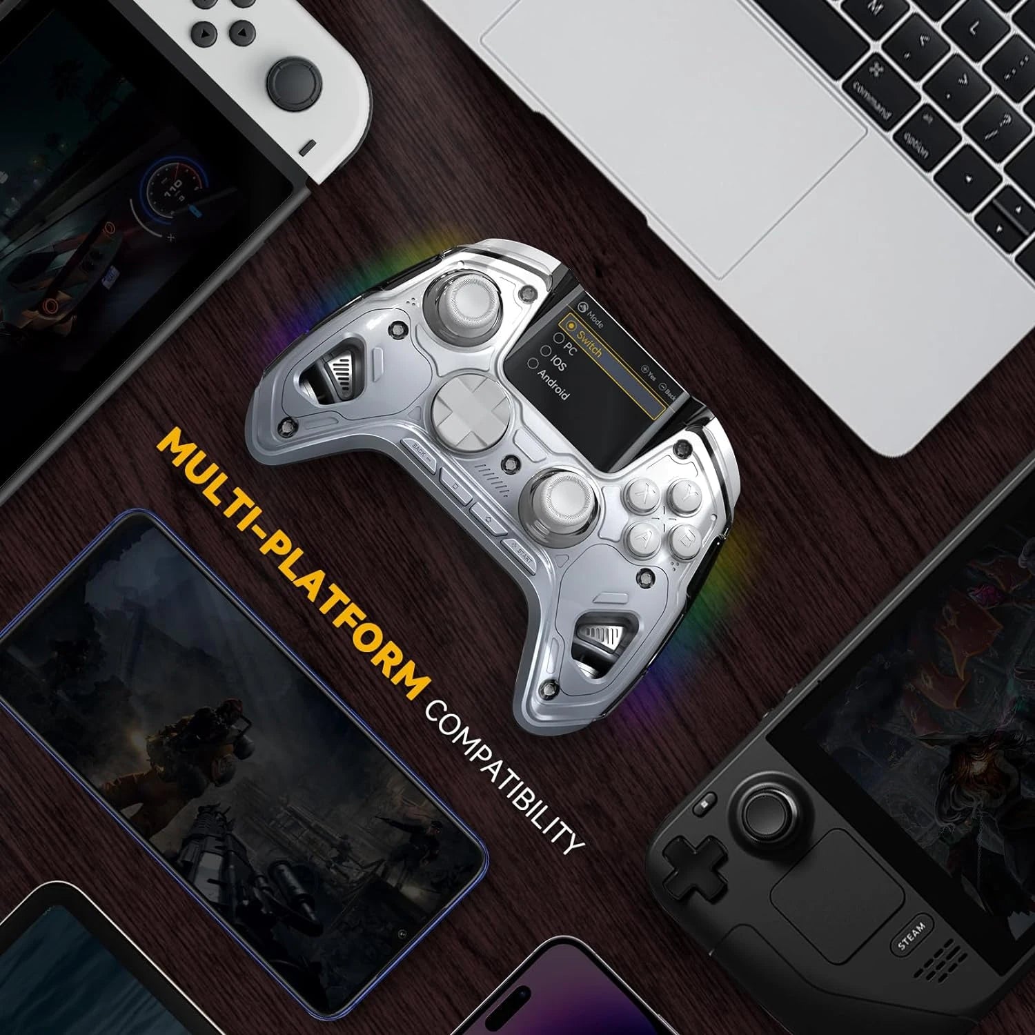 Comando Gaming MANBA ONE V2 – Wireless, Ecrã, Compatível PC, Switch, IOS e Android Comando Gaming MANBA ONE V2 – Wireless, Ecrã, Compatível PC, Switch, IOS e Android